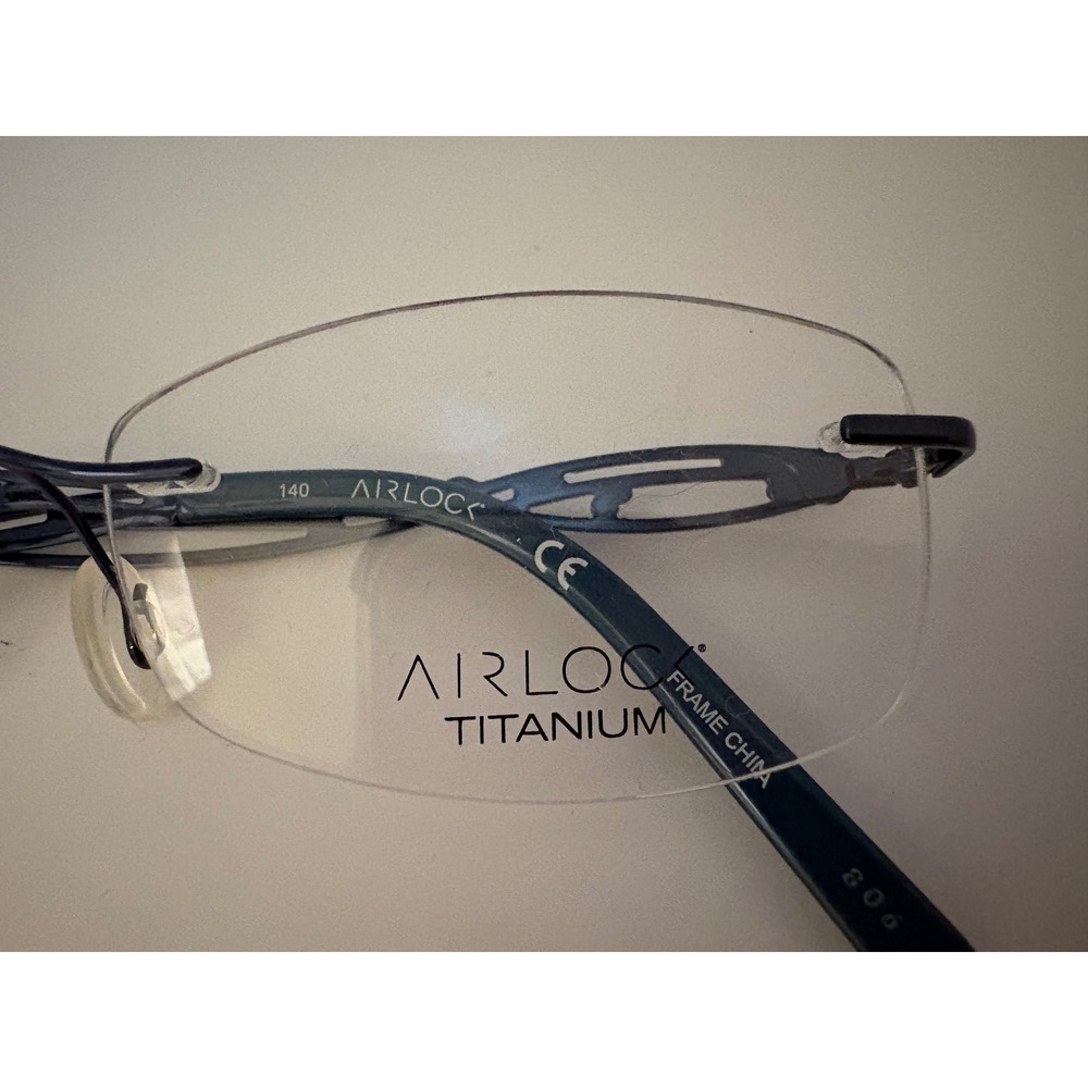 Airlock Enchantment 201 Titanium‎ Rimless Eyeglasses Teal Swarovski Crystal 52mm